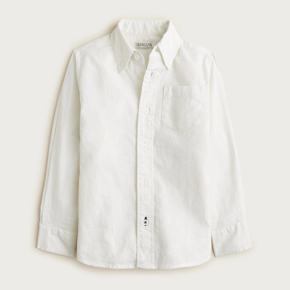 NWT J.Crew Crewcuts Kids' Button-Down Linen-Blend Shirt White Unisex Size 10